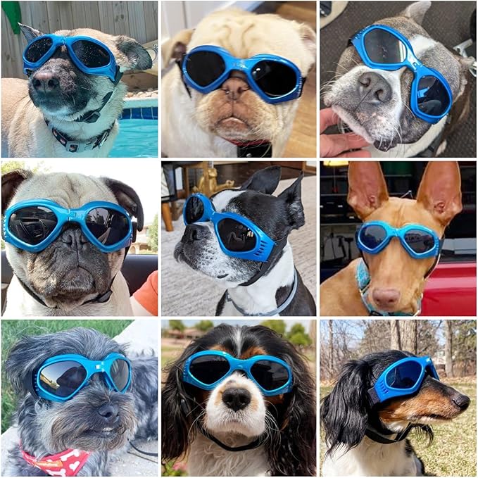 NAMSAN Dog Sunglasses Medium Breed UV Protection Dog Goggles for Small to Medium Dogs Windproof Anti-fog Snowproof Puppy Glasses