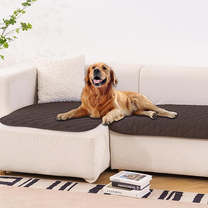 gogobunny 100% Double Sided Waterproof Dog Blanket Soft Pet Bed Cover Reversible Protect Furniture Couch Sofa Car for Puppy Large Dog Cat (Dark Coffee/Light Coffee 32x53 Inch 1))