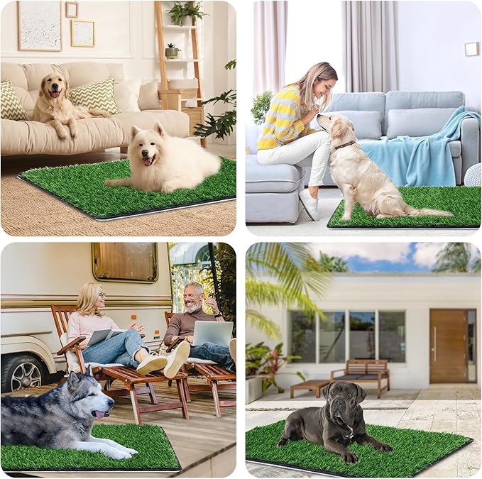 Dog Grass Mat with Pee Pad 38×23"