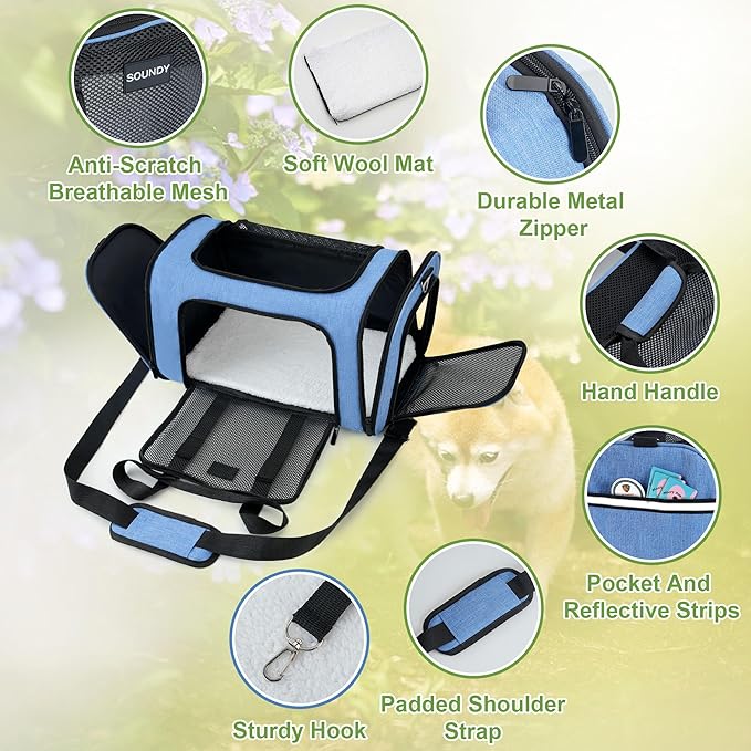 Soundy Large Cat Carrier Dog Carrier Pet Carrier Under 25 Lbs 2 Cats