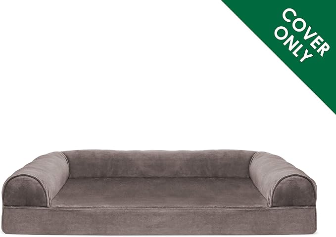 Furhaven Replacement Dog Bed Cover Faux Fur & Velvet Sofa-Style