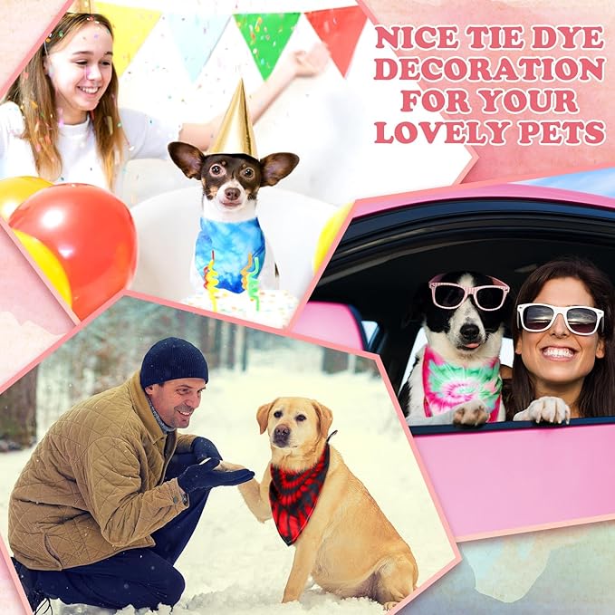 100 Pcs Tie Dye Dog Bandanas Bulk Pet