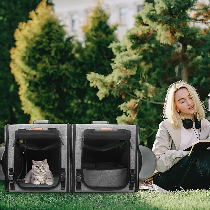 PETUX Cat Travel Carrier with Litle Box 2-in-1 Cat 2 Cats,