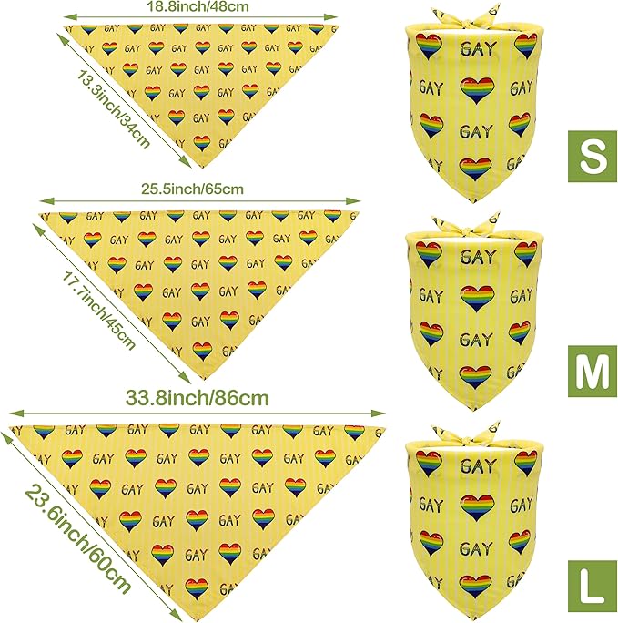 10PCS Pride Day Dog Bandanas with Rainbow Color for Large Extral Large XL XXL Dog Triangle Bibs Scarves Boys and Girls Gay Pride with Love is Love Kiss Me Grooming Accessories Costume