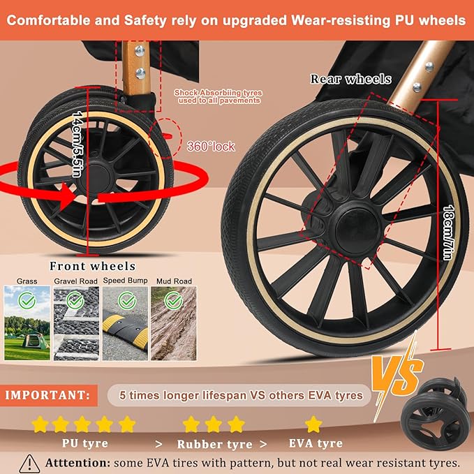 MILA&LOUIS 3 in 1 Folding Pet Stroller 4 Wheels 30lbs, Dog/Cat