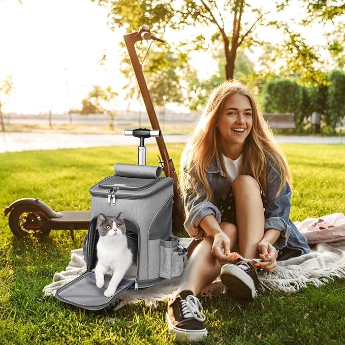 Wheeled Pet Carrier Backpack Breathable Pet Carrier