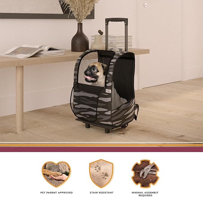 Ollie & Hutch Kaya Pet Carrier Trolley for Travel with Shock Absorbent Wheels 6286889