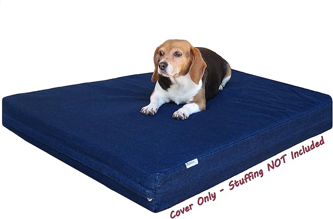 Dogbed4less DIY Durable Blue Denim Pet Bed External Duvet Cover and Waterproof Internal Case for 37"X27"X4" Medium Large Dog Bed