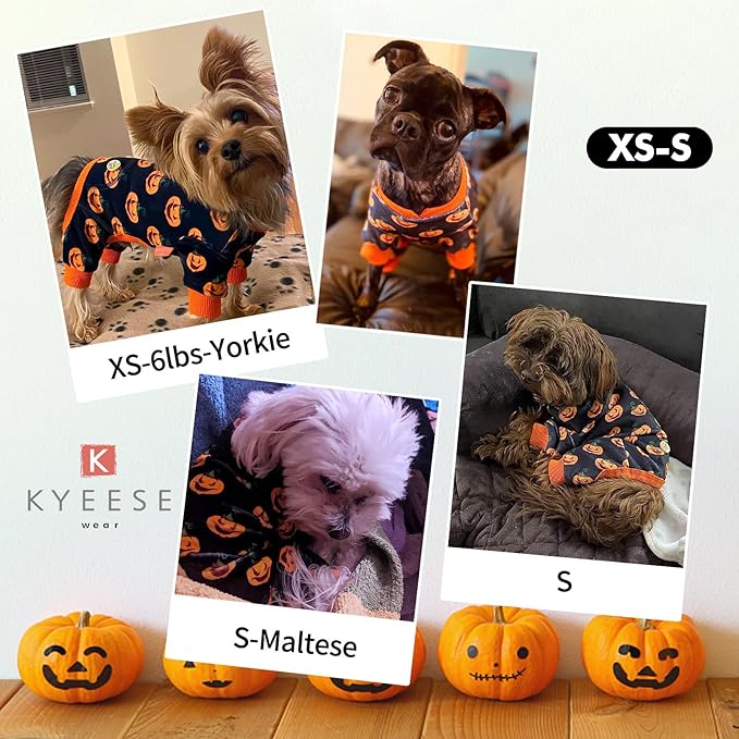 KYEESE Dog Pajamas Halloween for Small Dogs Pumpkin