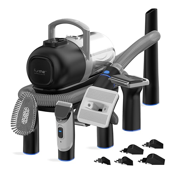 Original Pet Grooming Vacuum Kit with 5 Pet Grooming Tools & 1L Canister