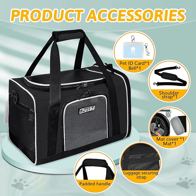 Petskd Pet Carrier 17x11x10.5 Delta American United Airline Approved 5-Sided Breathable