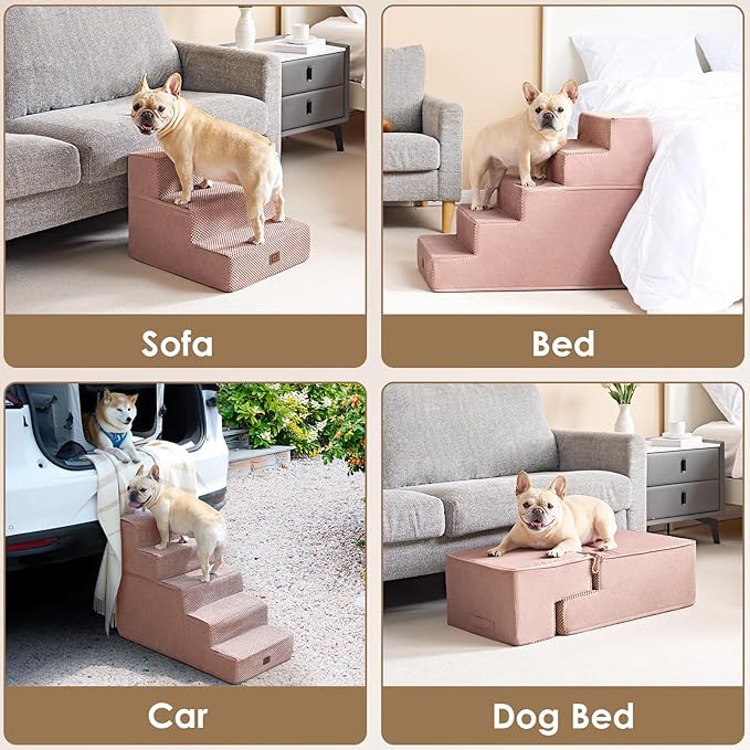 EHEYCIGA Dog Stairs for Small Dogs 13.5" H 3-Step Dog