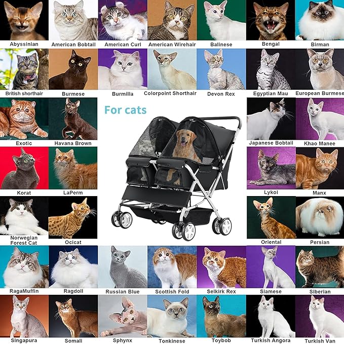 Double Pet Stroller 2 Dogs