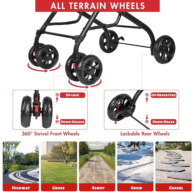 Double Pet Stroller with 2 Detachable Carrier Bags