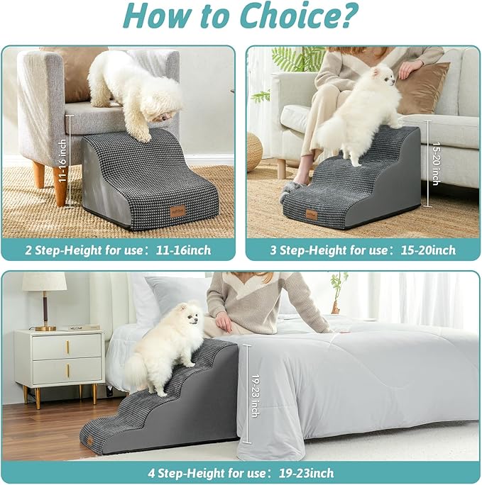 Dog Stairs for Medium Bed 20" H 15.7x28.3x19.7in, Dark 4 Tiers