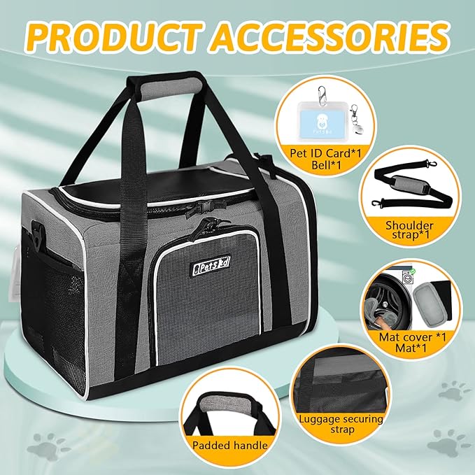 Petskd Pet Carrier 17x11x10.5 Delta American United Airline Approved 5-Sided Breathable
