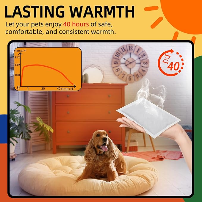 (15-Pack Upgraded Heat Packs for Newborn Puppy Anxiety Dog Toys Replacement Heat Packs Disposable Puppy Warmers 40 Hours