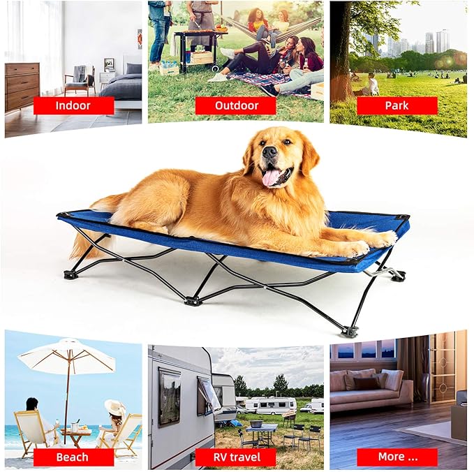 YEP HHO 47 Inches Long Elevated Folding Pet Bed Cot Travel Portable Breathable Cooling Textilene Mesh Sleeping Dog Bed (47 Inch (Pack of 1)