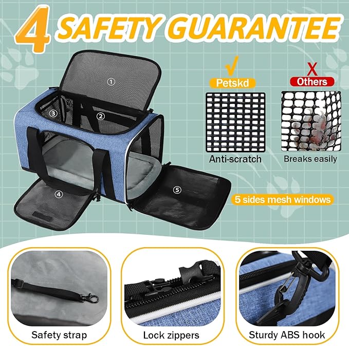 Petskd Pet Carrier 17x13x9.5 Southwest Airline Approved 1-15 LBS