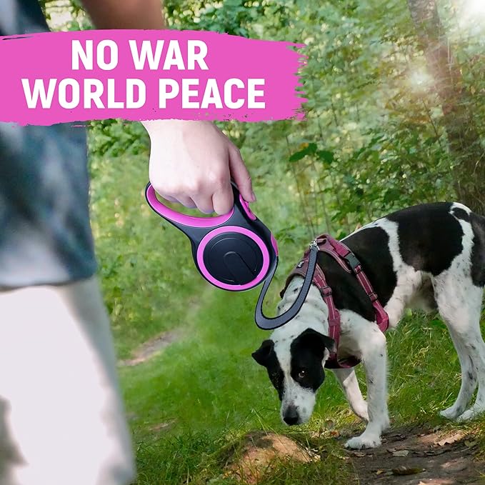 26 FT Retractable Dog Leash with No Tangle 110lbs, One-Handed