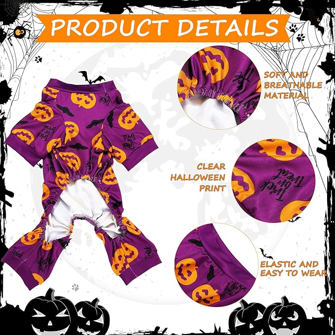 3 Pieces Halloween Dog Jumpsuit Pet Pajamas Clothes