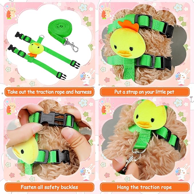 Tondiamo 4 Sets Adjustable Bunny Rabbit Harness and