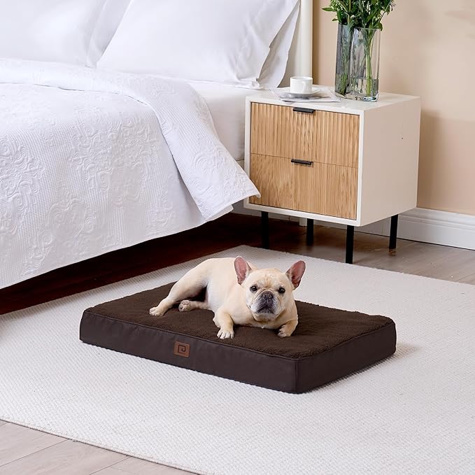 EHEYCIGA Orthopedic Foam Dog Bed for Large Dogs 35"L x 23"W x 3.5"Th, Brown