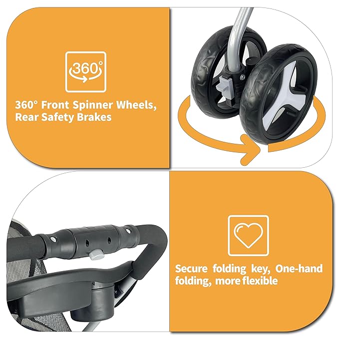 Foldable 3-in-1 Cat Pet Stroller for Medium Dogs up to 33 lbs