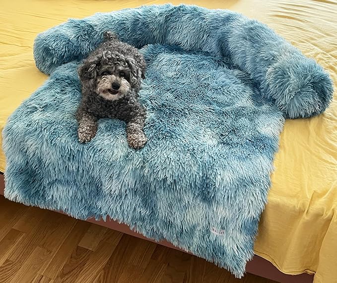 Calming Dogs/Cats Bed Fluffy Plush Dogs/Cats Mat for Furniture Protector with Waterproof Lining