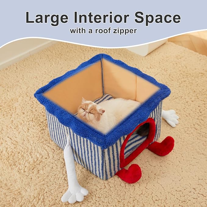 Jiupety Cat Houses for Indoor Cats (17"x17"x19.5") Up 15lbs Cat 8lbs Dog,