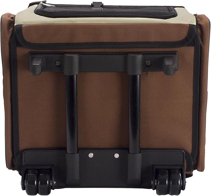 FrontPet Rolling Pet Travel Carrier with Wheels and Backpack Straps 12" W 14.5" L 19.5" H,