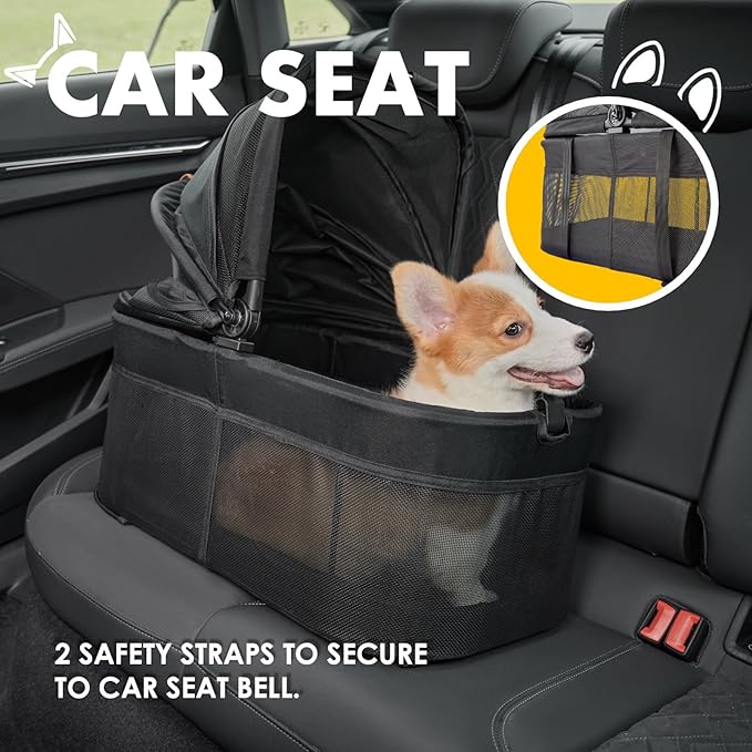 3 in 1 Folding Dog Stroller 4 Wheels