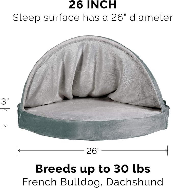Furhaven 26" Round Orthopedic Dog Bed for Medium/Small Dogs w/ Removable Washable Cover 30 lbs 26-inch