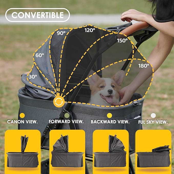 3 in 1 Folding Dog Stroller 4 Wheels