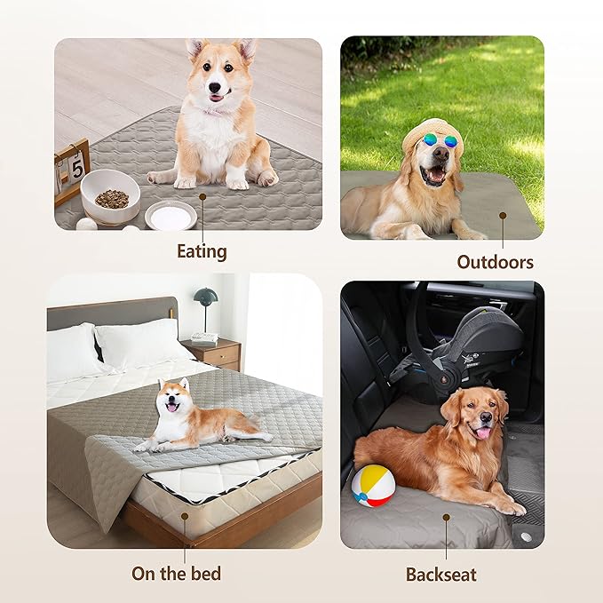 gogobunny 100% Double Sided Waterproof Dog Blanket Soft Pet Bed Cover Reversible Protect Furniture Couch Sofa Car for Puppy Large Dog Cat (Dark Stone/Light Stone 32x53 Inch 1))
