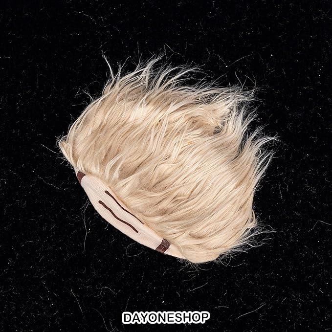 Black Striped Dog Suit wit Blonde Wig Scientist Dog Costume Pet Costume Cosplay Clothes Outfit Accessories Party Favors (Small