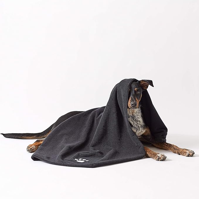 Bone Dry Pet Grooming Towel Collection Absorbent Microfiber X-Large 41x23.5", Embroidered