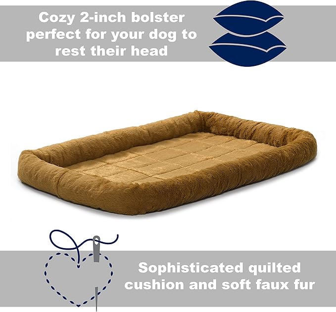 MidWest Homes for Pets Bed for Dogs& Cats 36L-Inch Cinnamon Bed w/ Comfortable Bolster 36-Inch Dog Dry|1-Year Warranty