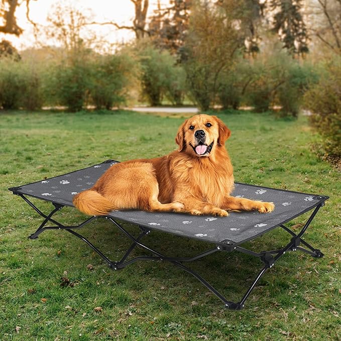 YEP HHO 47 Inches Long Elevated Folding Pet Bed Cot Travel Portable Breathable Cooling Textilene Mesh Sleeping Dog Bed (47 Inch (Pack of 1)