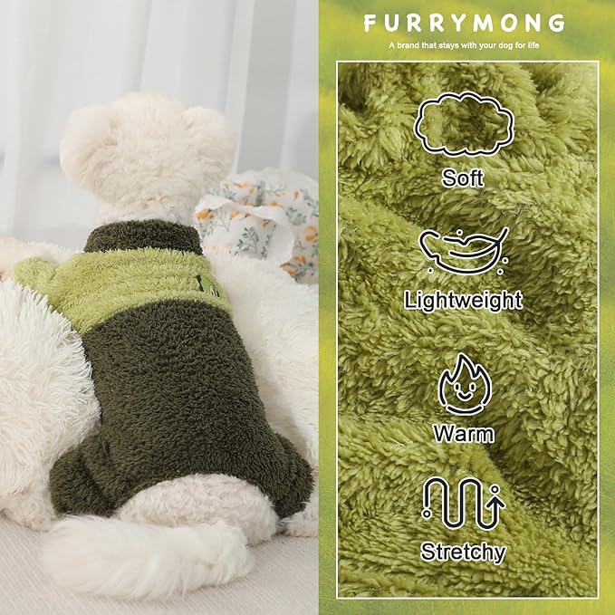 Dog Pajamas for Small Dogs Color Block Fall Winter Dog Sweater Cute Warm Dog Clothes Soft Stretchy Puppy Pjs Chihuahua Yorkie Sweater Pet Cat Sweater Tiny Dog Clothes Outfit, Green