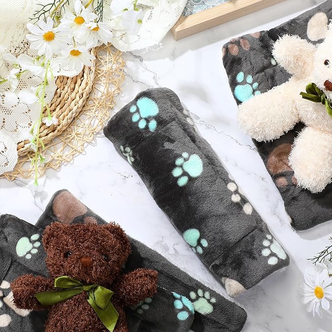 4 Pack Ultra Soft Dog Cat Bed Mat with Cute Prints Reversible Fleece Dog Crate Kennel Pad Cozy Washable Thickened Hamster Guinea Pig Bed Pet Bed Mat for Small Animals (Black 21 x 14 Inches)