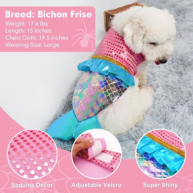 cyeollo Mermaid Dog Costume Halloween Dog Clothes