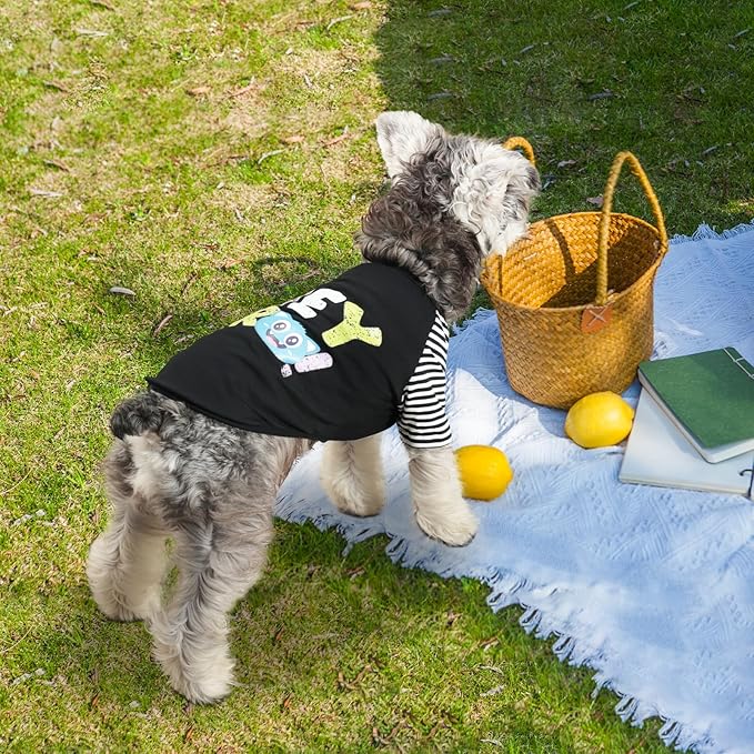 Dog Summer Shirts with Striped Sleeves Dog Cotton (2PCS) L