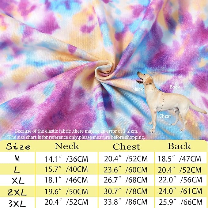 Dog Tie dye Sleeveless T Shirt Purple Yellow Printed Dogs Vest Shirt Pajamas Breathable Stretchy Summer Clothes for Large Dog Boys Girls(Large,Purple)