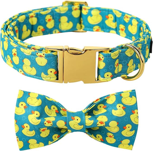 Maca Bates Duck Dog Collar with Bow Bowtie