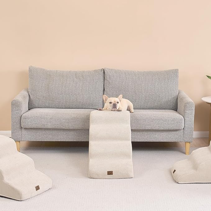 EHEYCIGA Curved Dog Stairs for High Beds 19.7" H 4-Step Dog