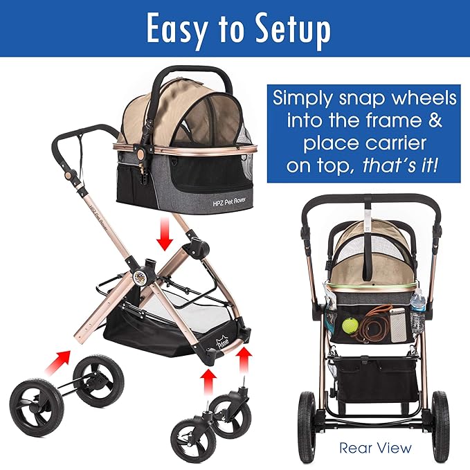 HPZ Pet Rover Prime 3-in-1 Luxury Dog/Cat Stroller