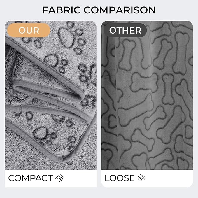 Luciphia 1 Pack 3 Blankets Fluffy Premium Fleece Pet Blanket Flannel Paw Printed Throw for Dog Cat Grey Paw Small(23"x16" 3)
