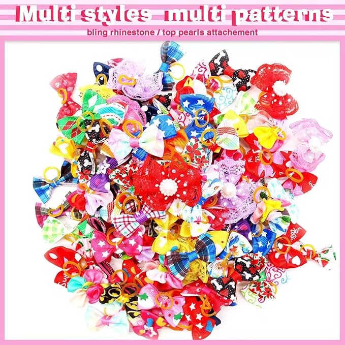 60pcs Dog Hair Bows 30 Beautiful