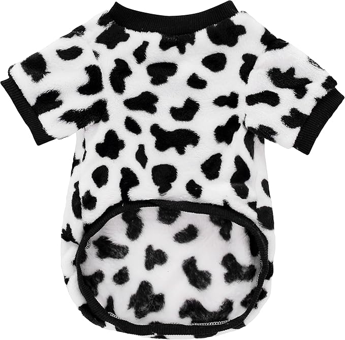 Halloween Pet Dog Costume Cute Soft Cotton Puppy Pajamas Autumn Winter Pet Warm Coat Jumpsuit Clothes for Small Dogs and Cats (Cow Spot Pattern